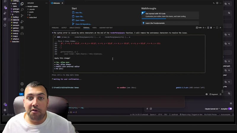 Gemini CLI fixing code errors in real-time