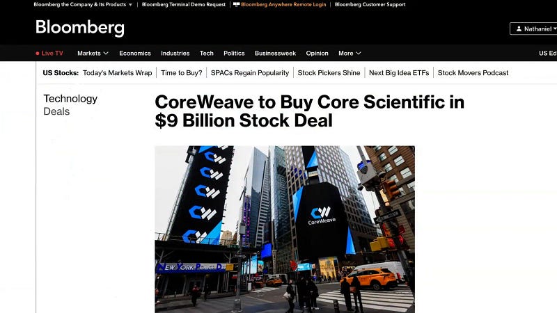 CoreWeave acquisition of Core Scientific for AI data center capacity