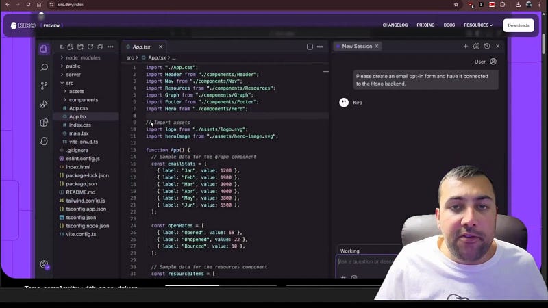 Kiro coding agent interface overview