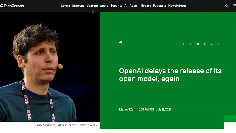 OpenAI announces delay for open weights model