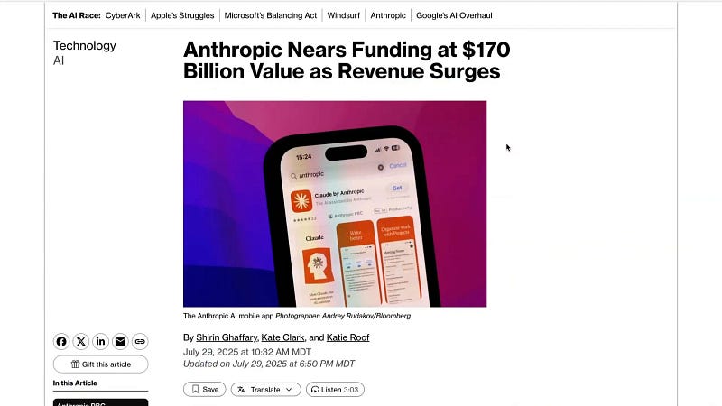 Anthropic logo and investment icons indicating rising valuation