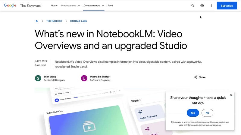 NotebookLM video overview feature illustrating documents