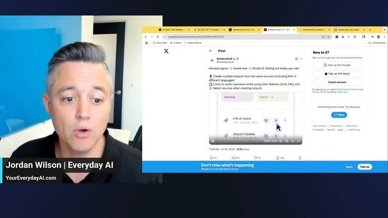 New studio UI in NotebookLM showing multiple output options